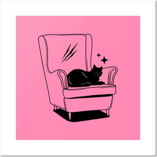 Naughty Black Cat in pink Posters and Art